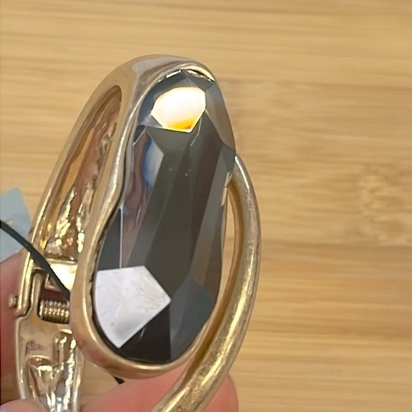 Brand New Robert Lee Morris Antique Gold Tone Large Stone Hinge Cuff Bracelet - Picture 2 of 13